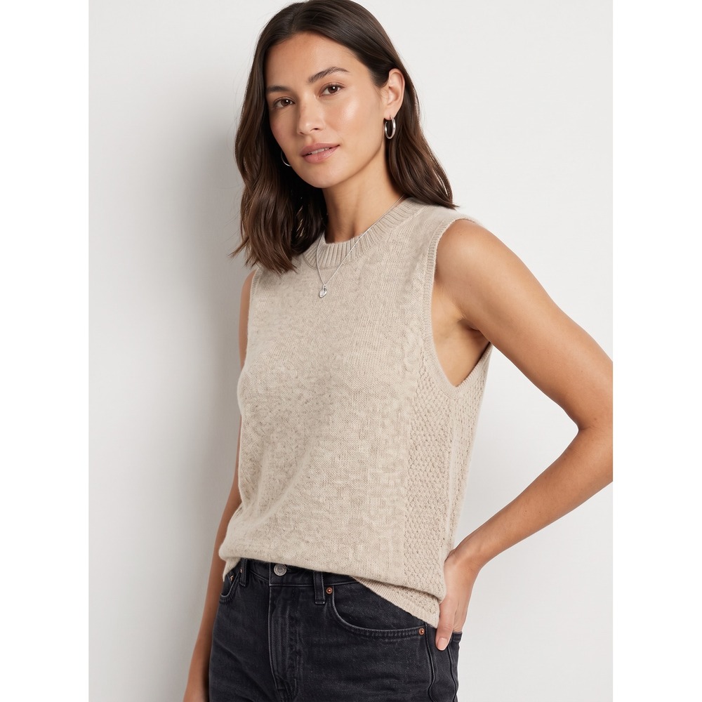 Faherty |Twenty-Four Seven Sweater Tank | M | Oyster | Wool Cashmere Blend